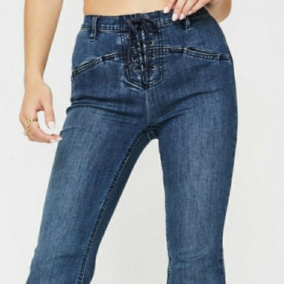 Free People Eva Lace Up High Rise Jeans 28 NWT - Picture 4 of 7